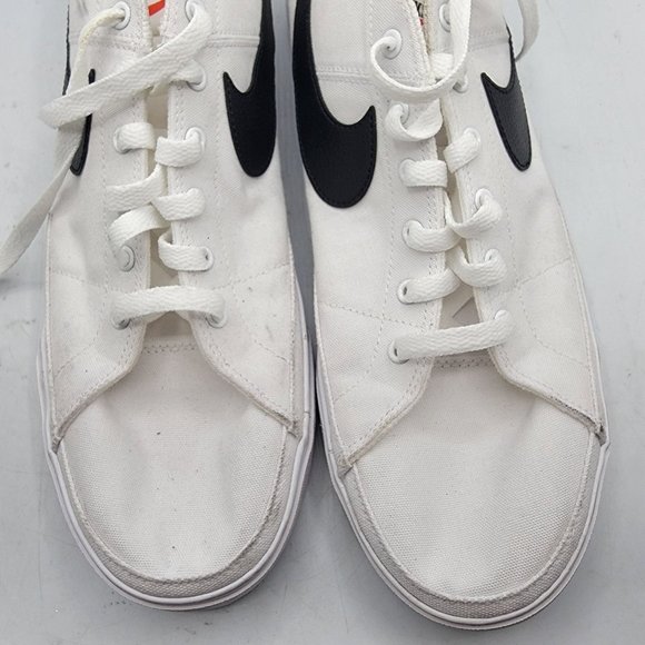 Nike Court Legacy Mens 14 White Black Canvas Casual Shoes Sneaker CW6539-101